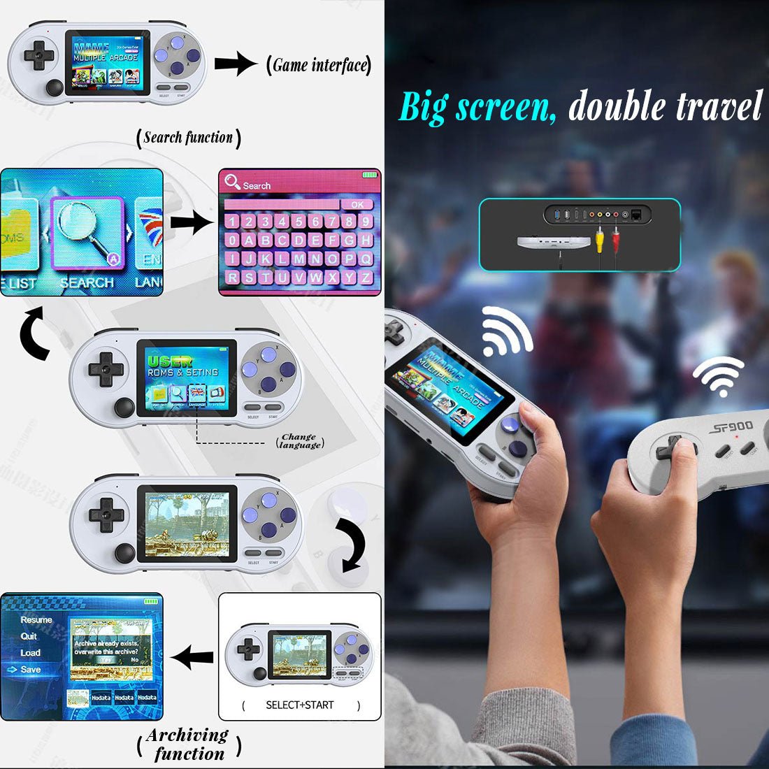 Data Frog SF2000 3-inch Retro Game Console