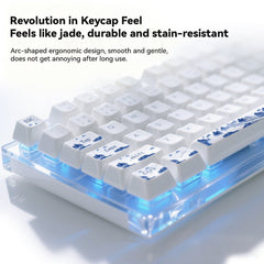 Blue and White Porcelain Ceramic Keycaps, 104 Key OEM Profile Keycap Set