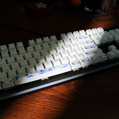 Blue and White Porcelain Ceramic Keycaps, 104 Key OEM Profile Keycap Set