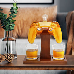 25.4 Oz Game Controller Whiskey Decanter Set with 2 Glasses
