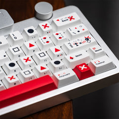 TIC-TAC-TOE Side-Printed Original Magnetic Keycaps (Cold-White+Red)