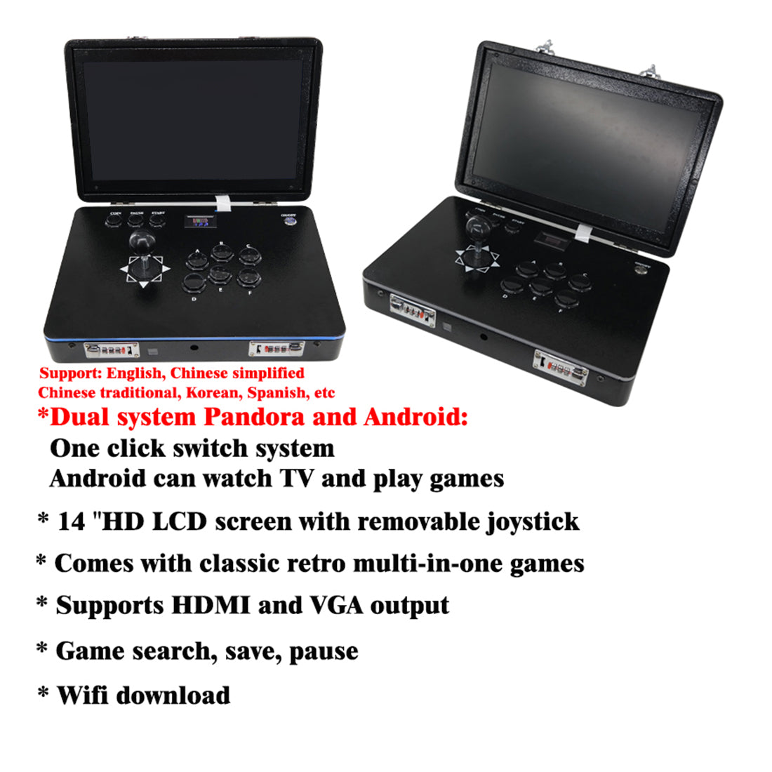 Pandora AUS-S31 14-inch Mini Folding Retro Home Arcade Game Console