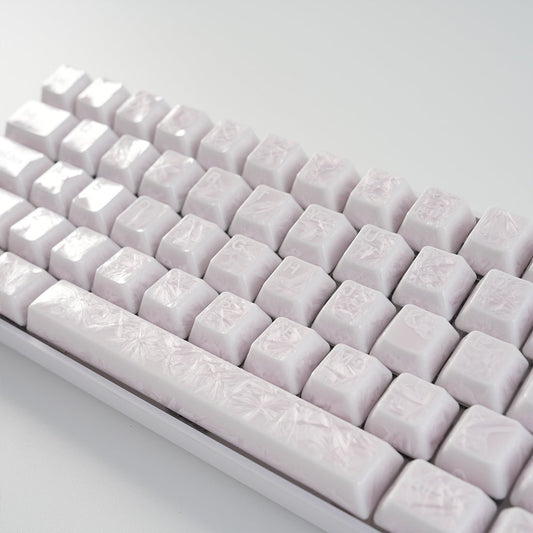 Crystal Texture Ceramic Keycaps, OEM Profile 76/114 keys for Mechanical Keyboard