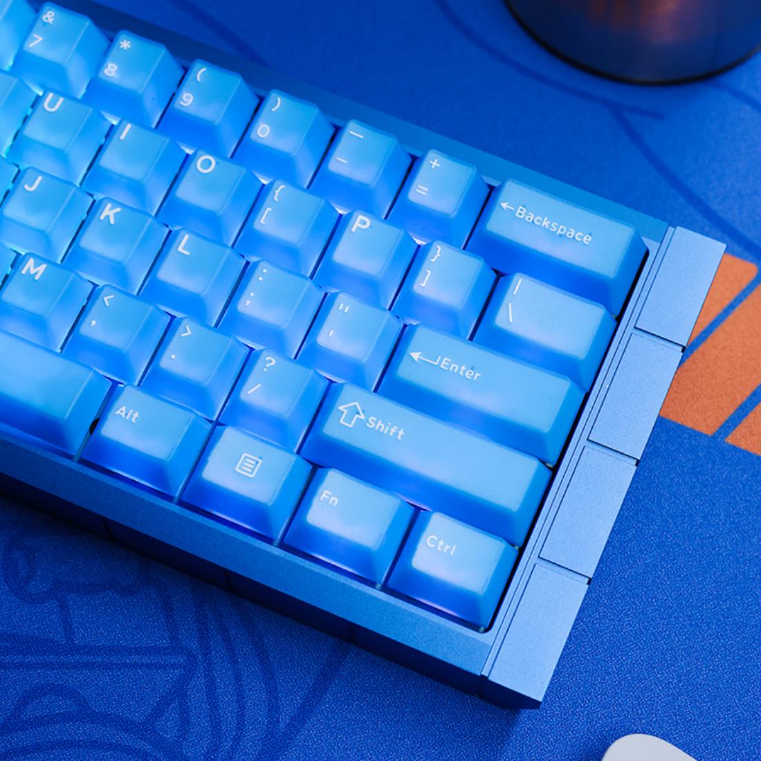 61-Key Layout Deep Sea Blue Double-Shot Keycaps
