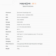 MANGMI AIR X 5.5-Inch 1080P WIFI Retro Handheld Game Console with Qualcomm Snapdragon Processor(Ships in about 7 days)