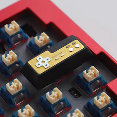 Original CNC Zinc Alloy Red & White Console Handle Enter Keycap for Mechanical Keyboards (Anodized Black)