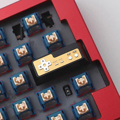 Original CNC Zinc Alloy Red & White Console Handle Enter Keycap for Mechanical Keyboards (Anodized Black)