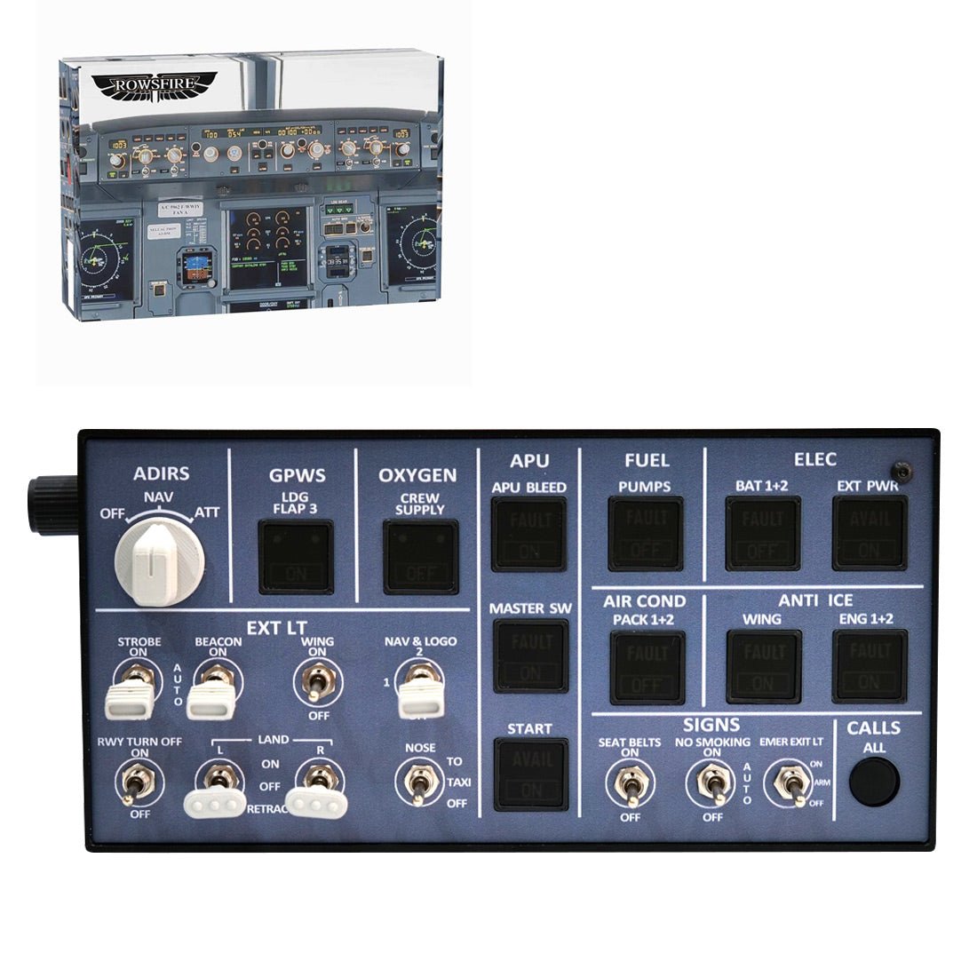 Rowsfire A106 pro V2.0 A320 Light OVHD OVERHEAD Panel for MSFS 2020/2024 - Compatible with FENIX A320, FBW A320 & iniA320 - Windows Flight Sim Home Cockpit