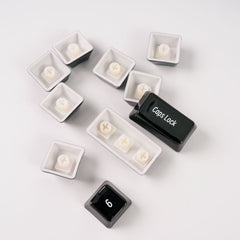 White Ceramic Keycaps, 87/104 Key OEM Profile Keycap Set